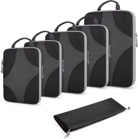 BAGSMART Compression Packing Cubes for Travel, Compressible Luggage Organizer for Cruise Ship, Lightweight Travel Essentials 6-Pack 1L 2M 2S 1Shoe Bag