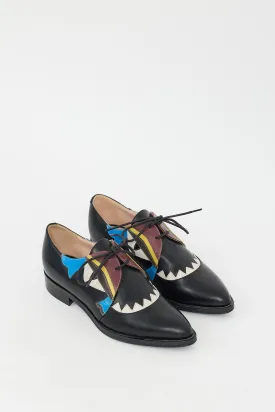 Black & Multi Leather Monster Eye Oxford