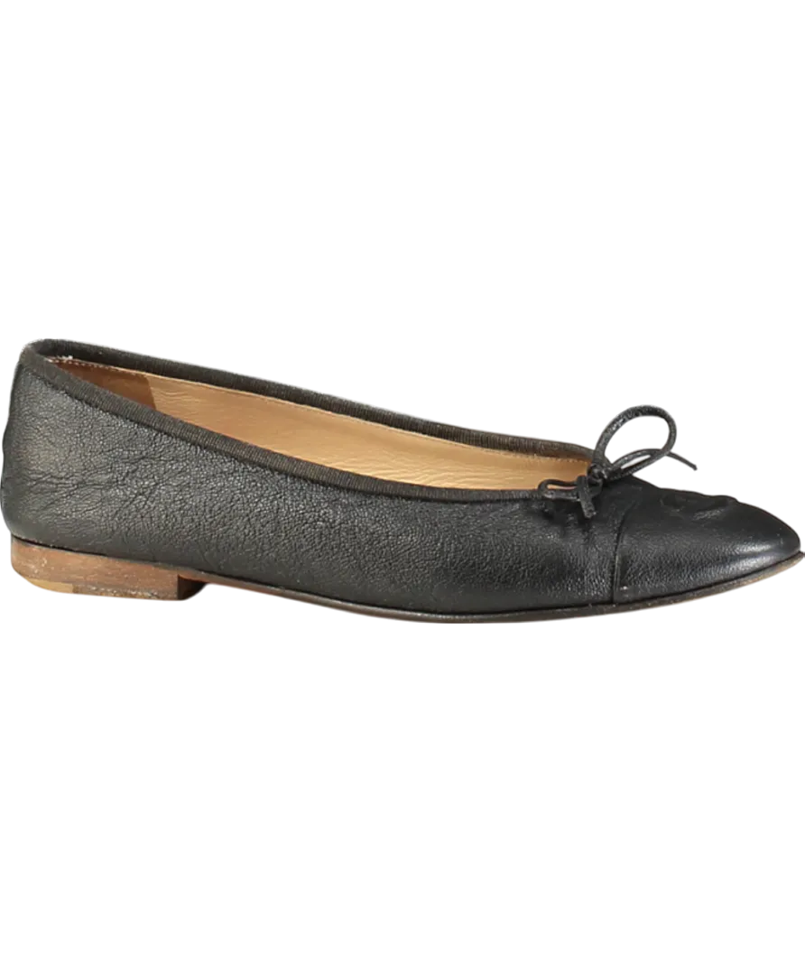 Chanel Black  Leather CC Logo  Ballet Flats UK 4.5 EU 37.5 👠