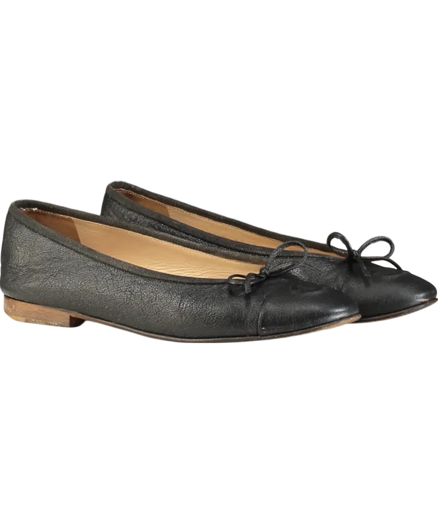 Chanel Black  Leather CC Logo  Ballet Flats UK 4.5 EU 37.5 👠