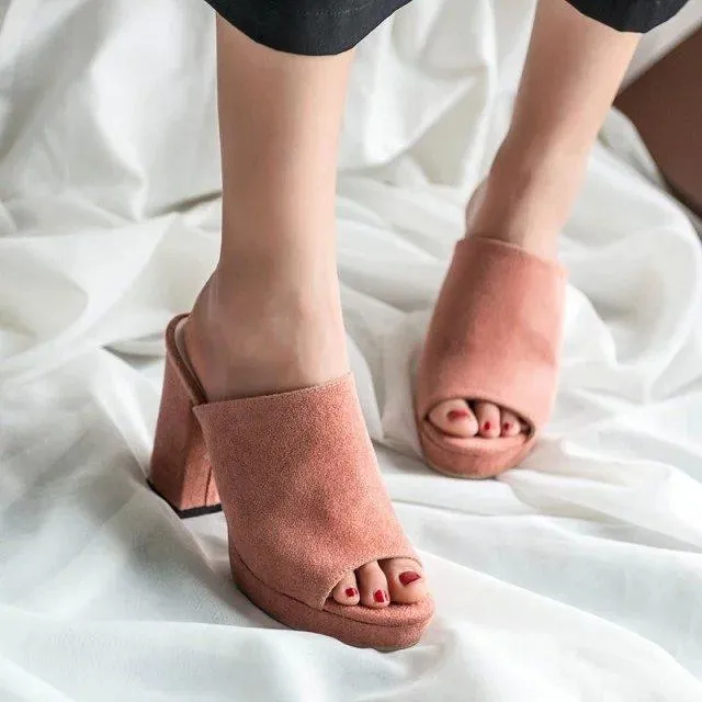 Chicvane Womens Spanish Sandals Chunky Heel Mules Slides Shoes