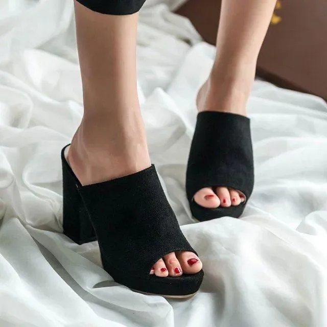 Chicvane Womens Spanish Sandals Chunky Heel Mules Slides Shoes