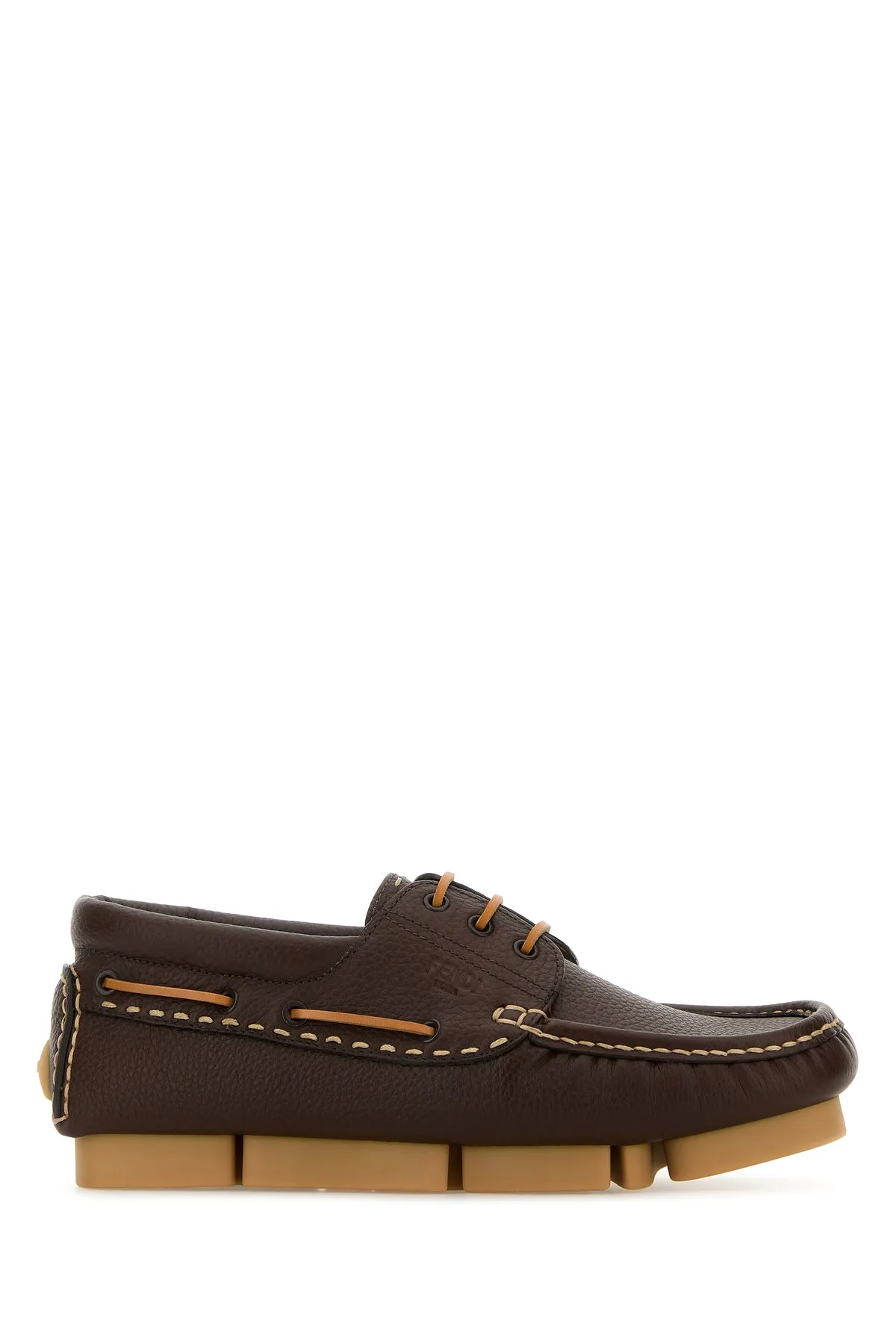 Chocolate leather Fendi Deck loafers