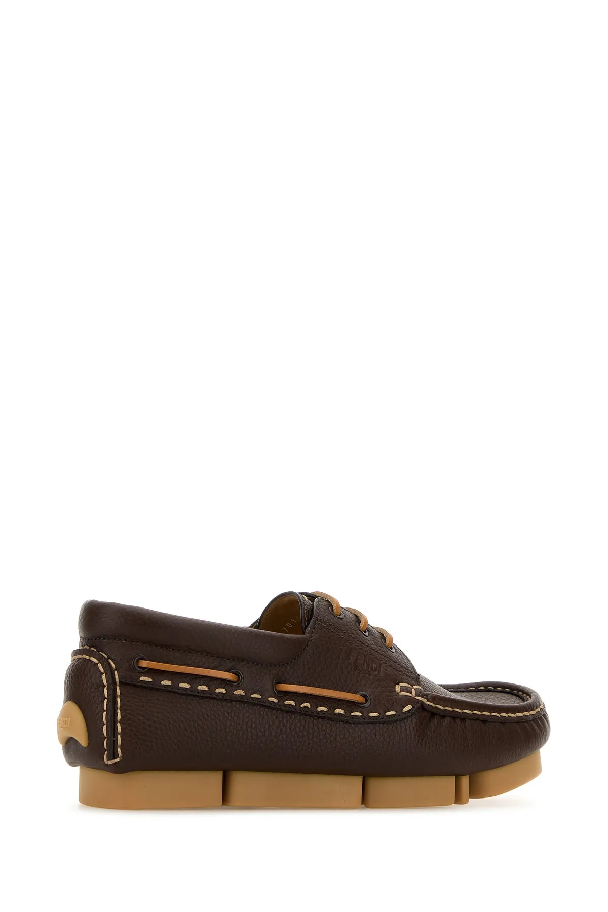 Chocolate leather Fendi Deck loafers