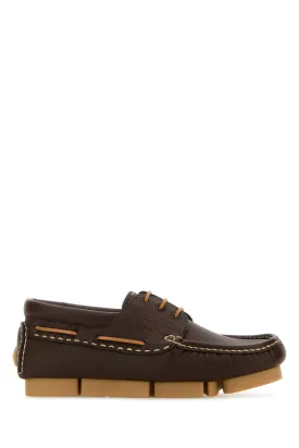 Chocolate leather Fendi Deck loafers