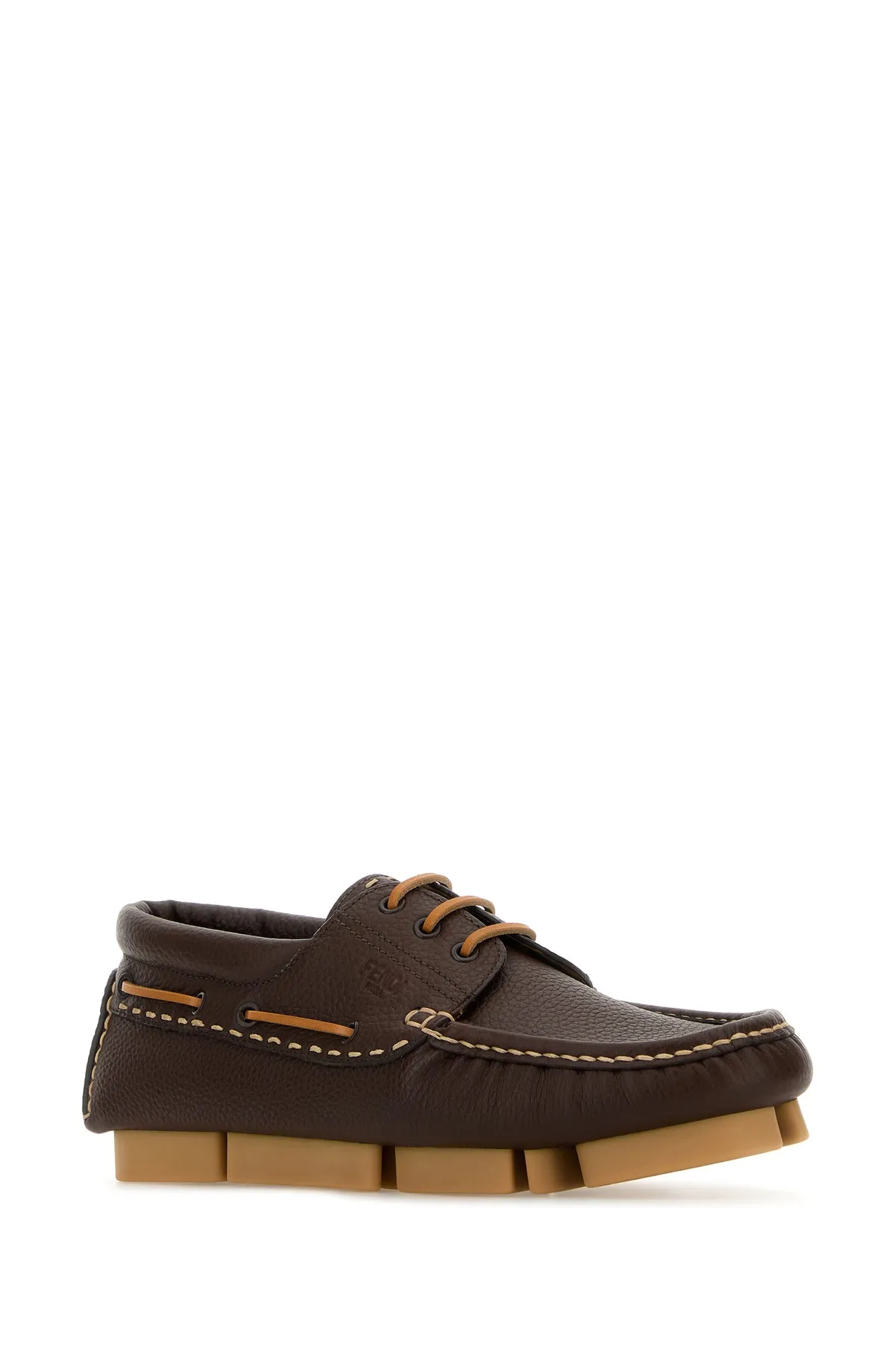 Chocolate leather Fendi Deck loafers