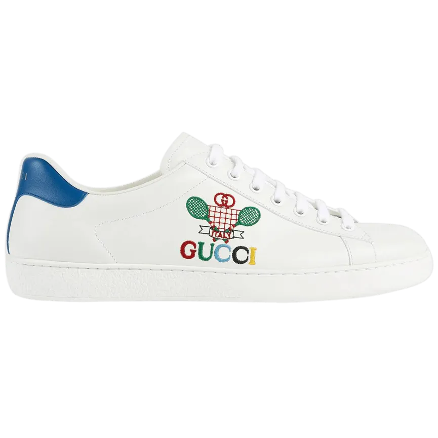 Gucci Ace Sneakers Tennis Men's Shoes White Tennis Sewed Calf-Skin Leather Casual