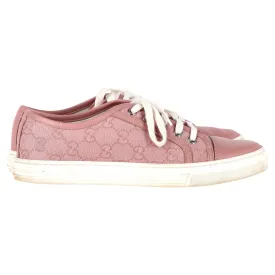 Gucci GG Monogram Low Top Sneakers in Pink Leather