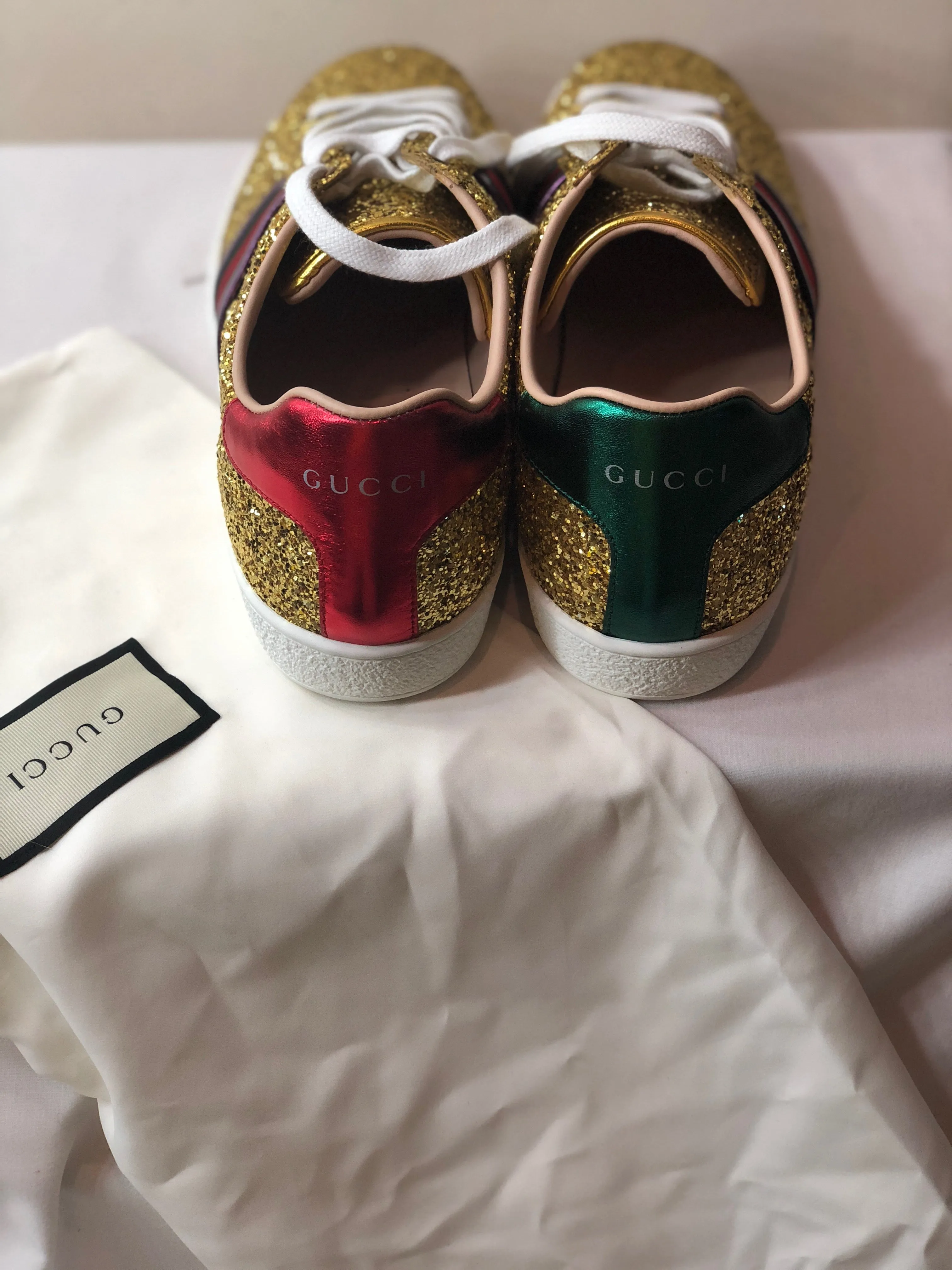 Gucci Gold Glitter Web Sneaker Ace ( New)