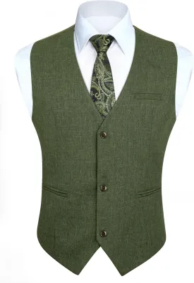 HISDERN Mens Suit Vest Business Casual Dress Waistcoat Vest Solid Color Formal Wedding Vests for Suits or Tuxedo