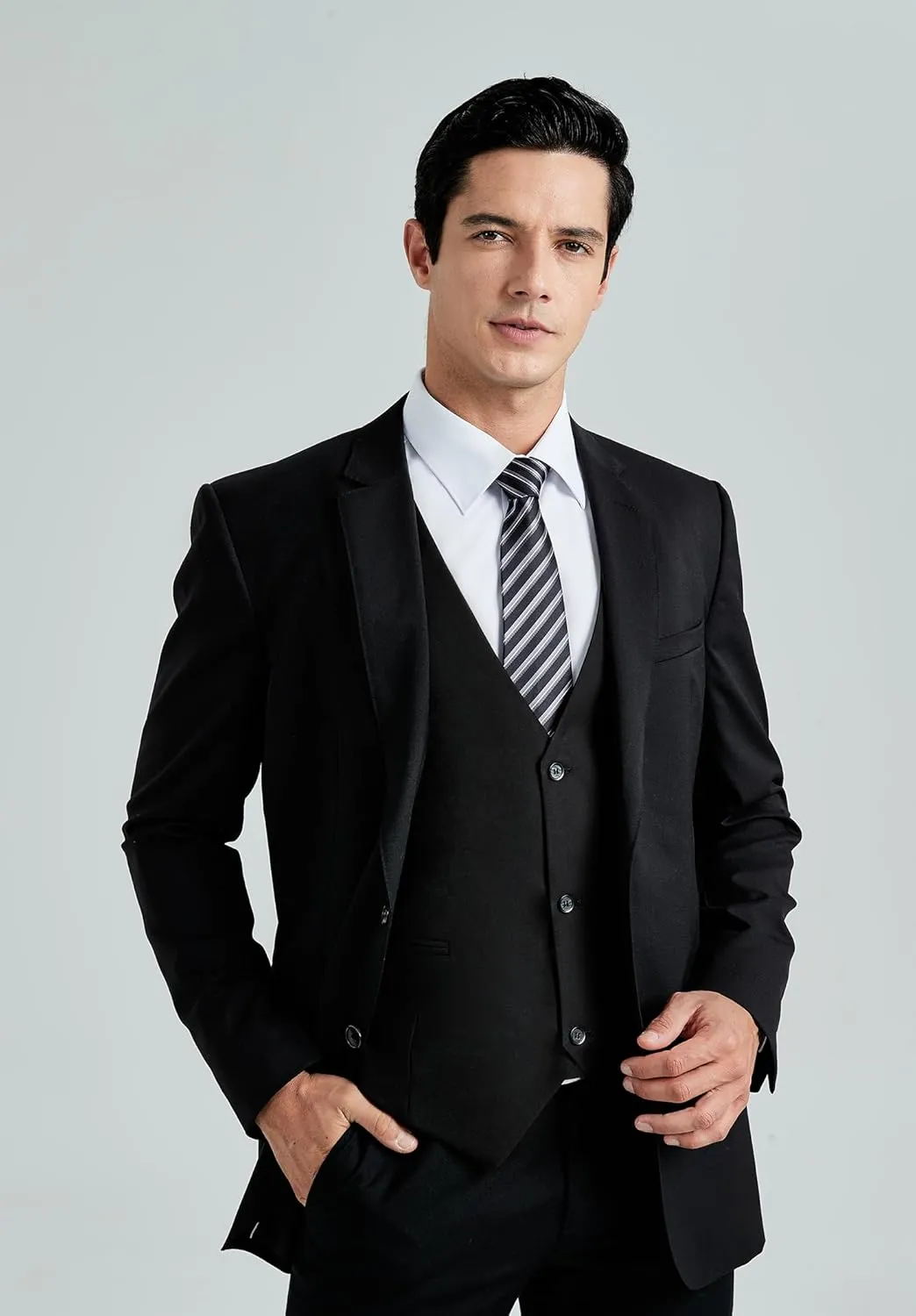HISDERN Mens Suit Vest Business Casual Dress Waistcoat Vest Solid Color Formal Wedding Vests for Suits or Tuxedo