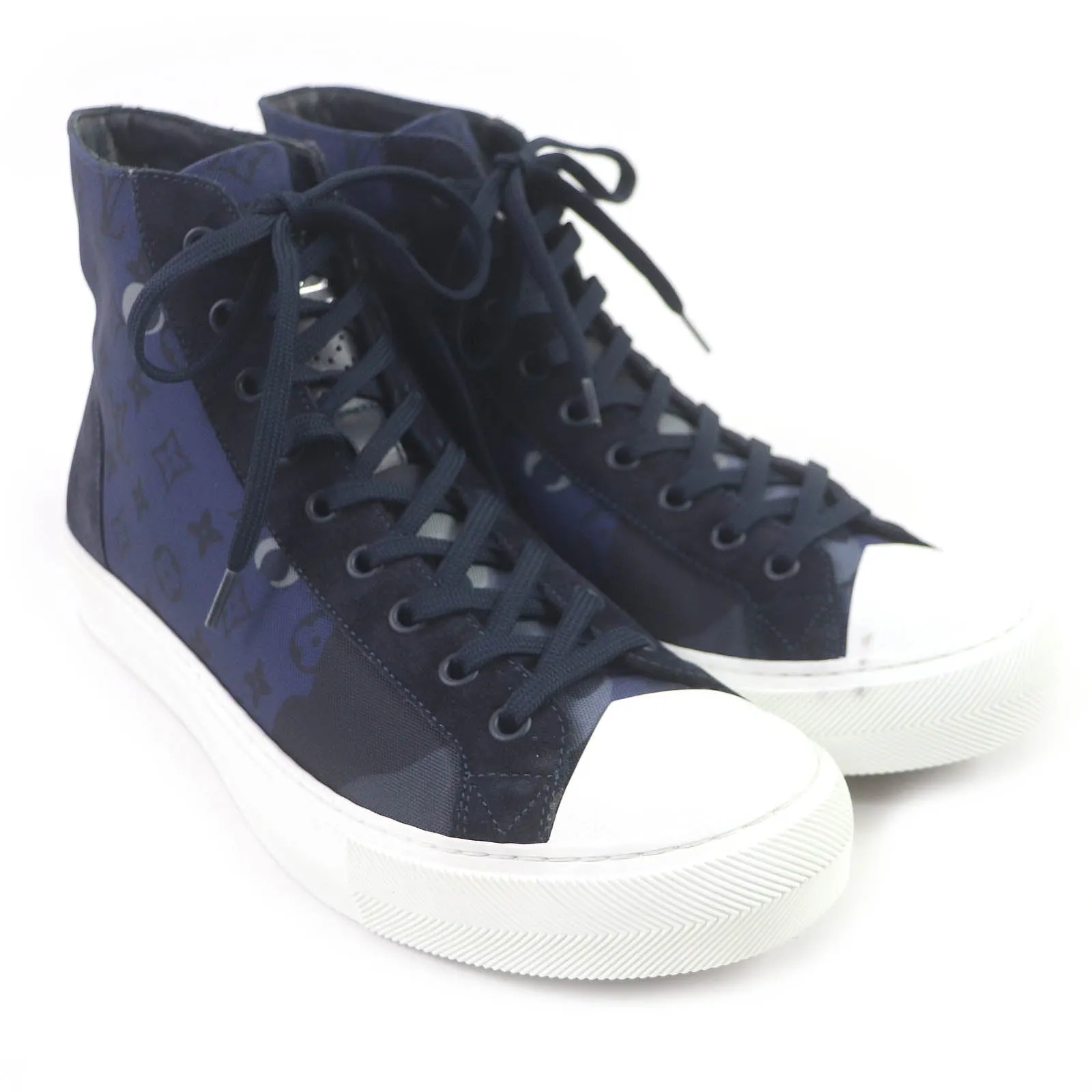 LOUIS VUITTON High cut sneakers Suede leather Navy Tattoo line 7