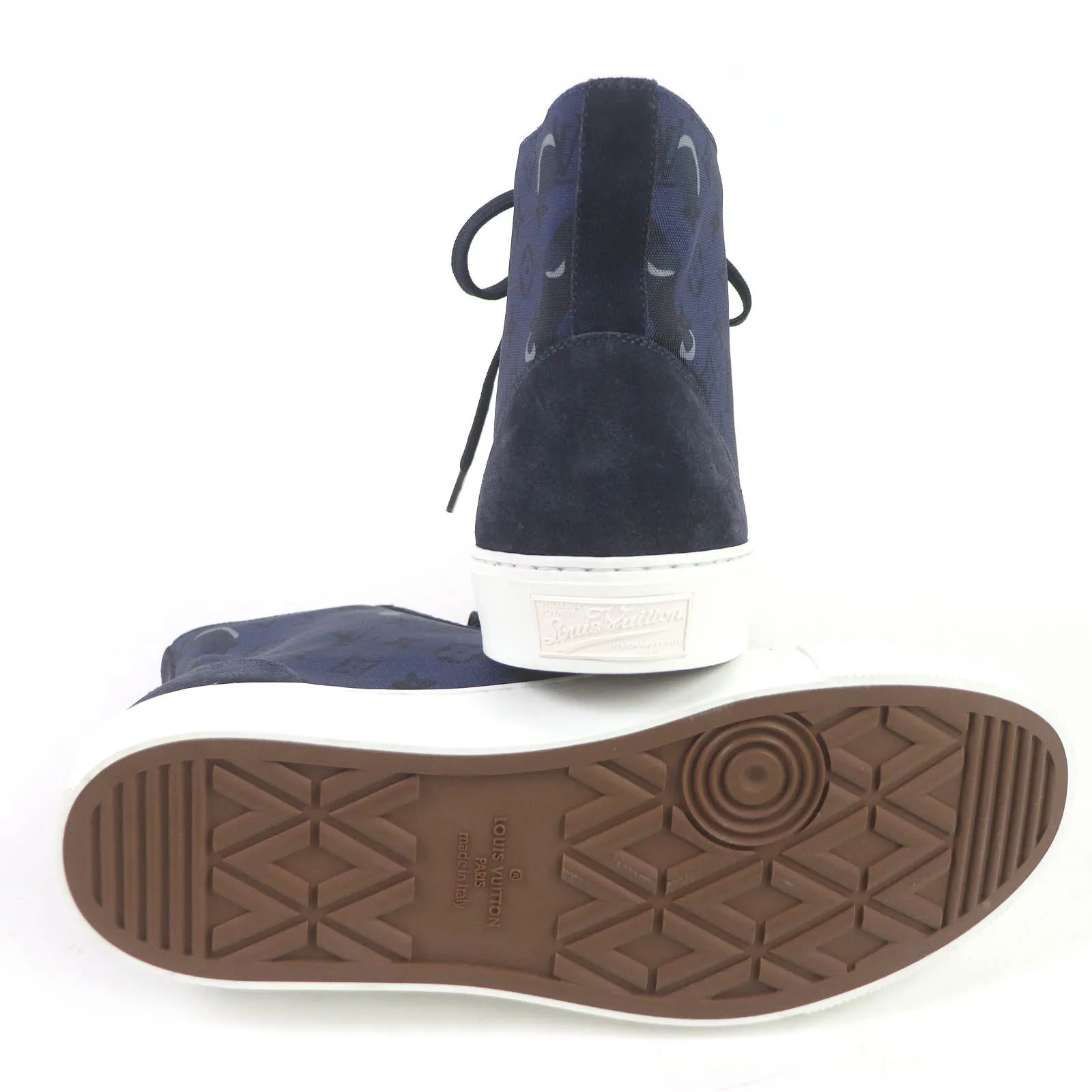 LOUIS VUITTON High cut sneakers Suede leather Navy Tattoo line 7