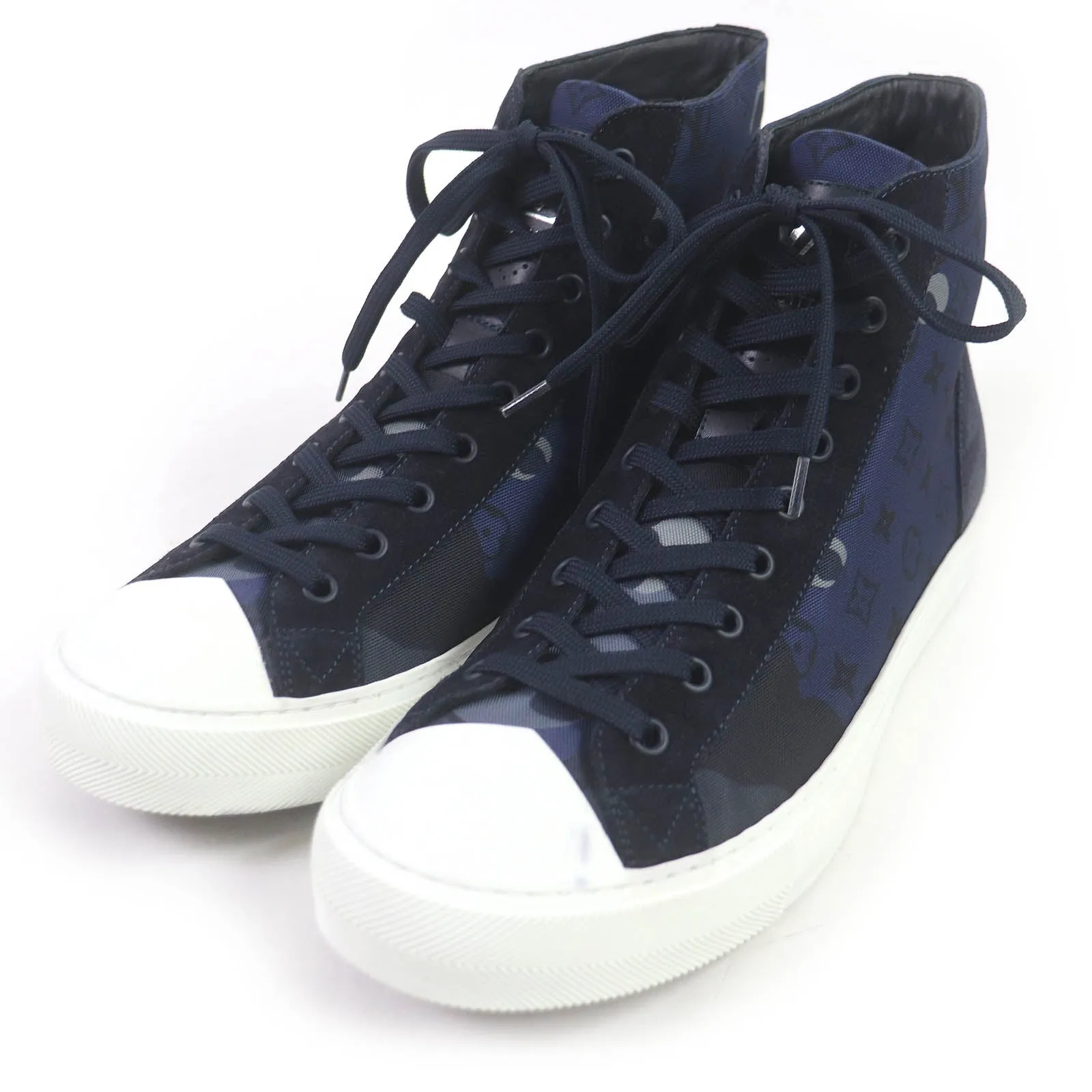 LOUIS VUITTON High cut sneakers Suede leather Navy Tattoo line 7