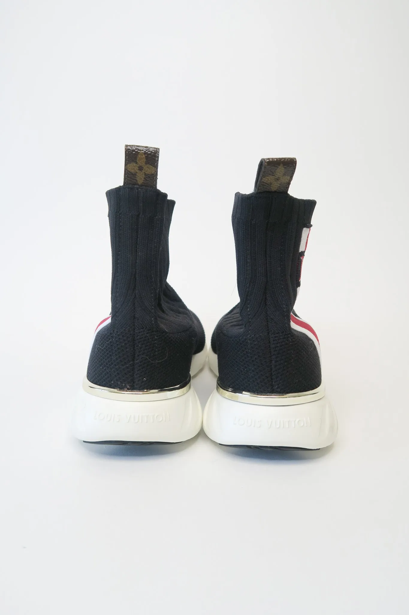 Louis Vuitton LV Monogram Grosgrain Trim Sock Sneakers sz 38