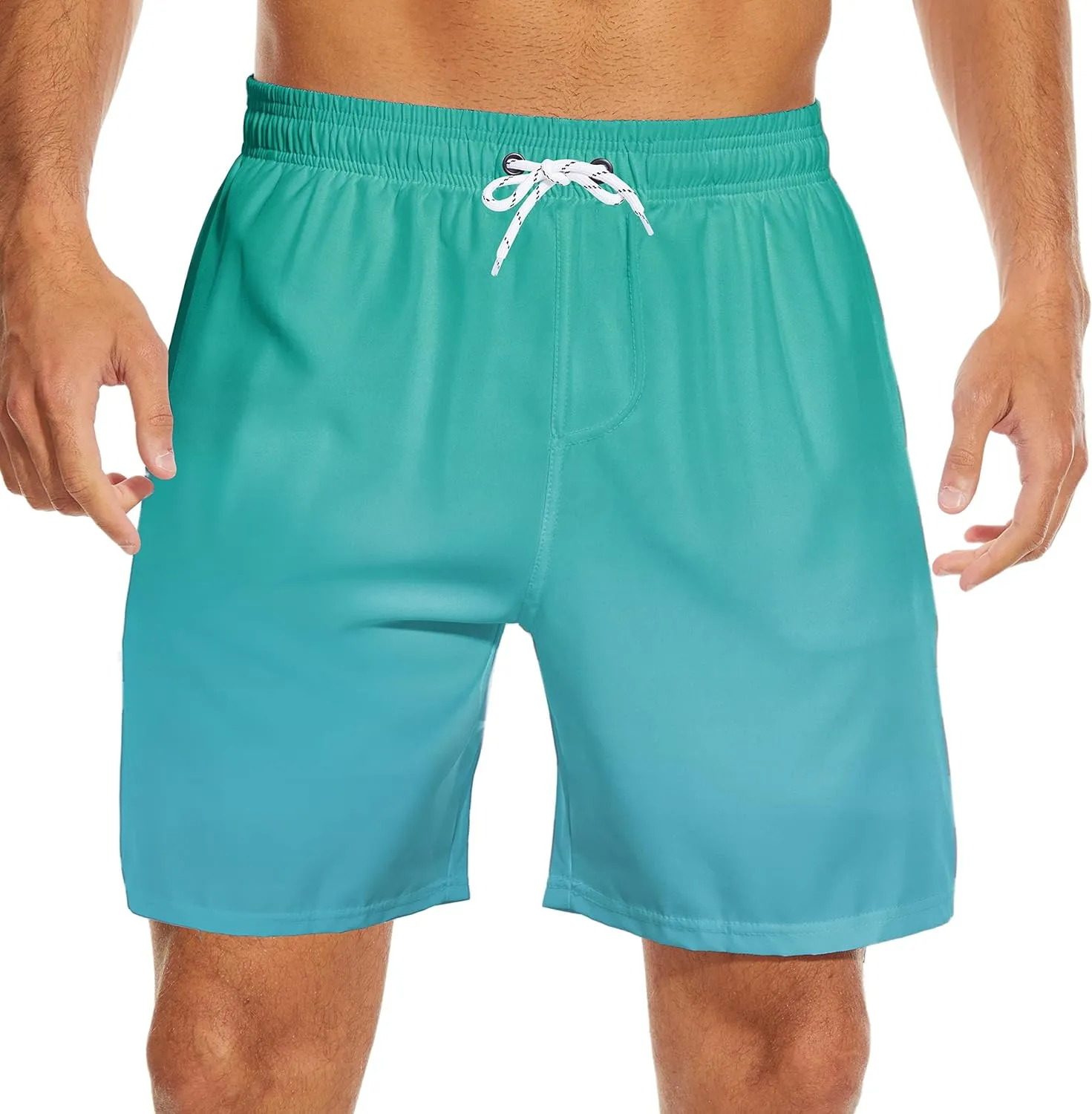 Mens Swim Trunks with Liner Breathable Compression Swim Shorts with 3 Pockets Flag Bathing Suit for Beach