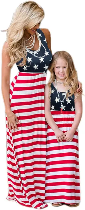 Mommy and Me Boho Floral Family Matching Maxi Dress with Pocket for Mother's Day