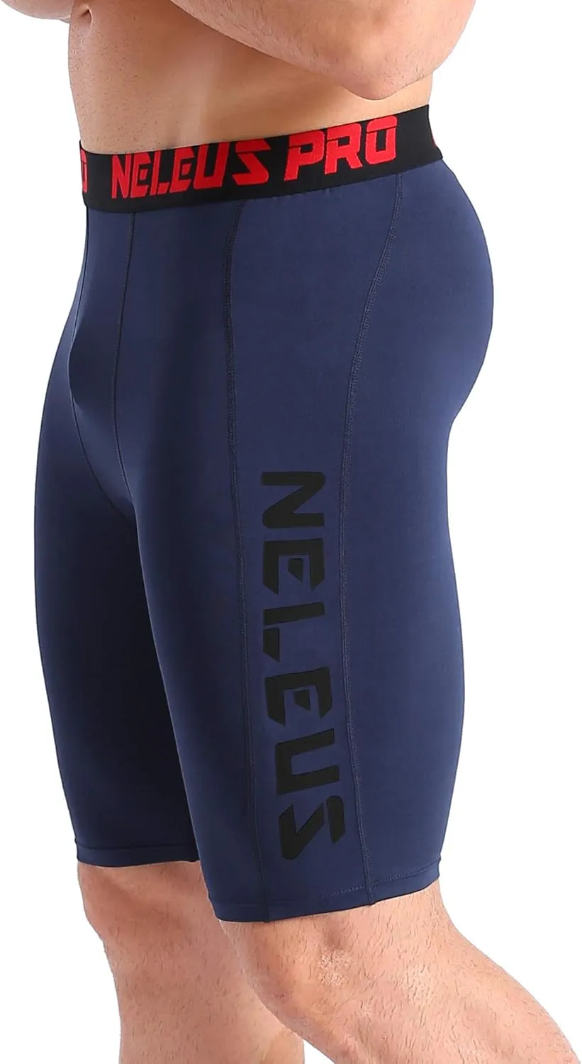 NELEUS Men's 3 Pack Running Compression Shorts with Pockets