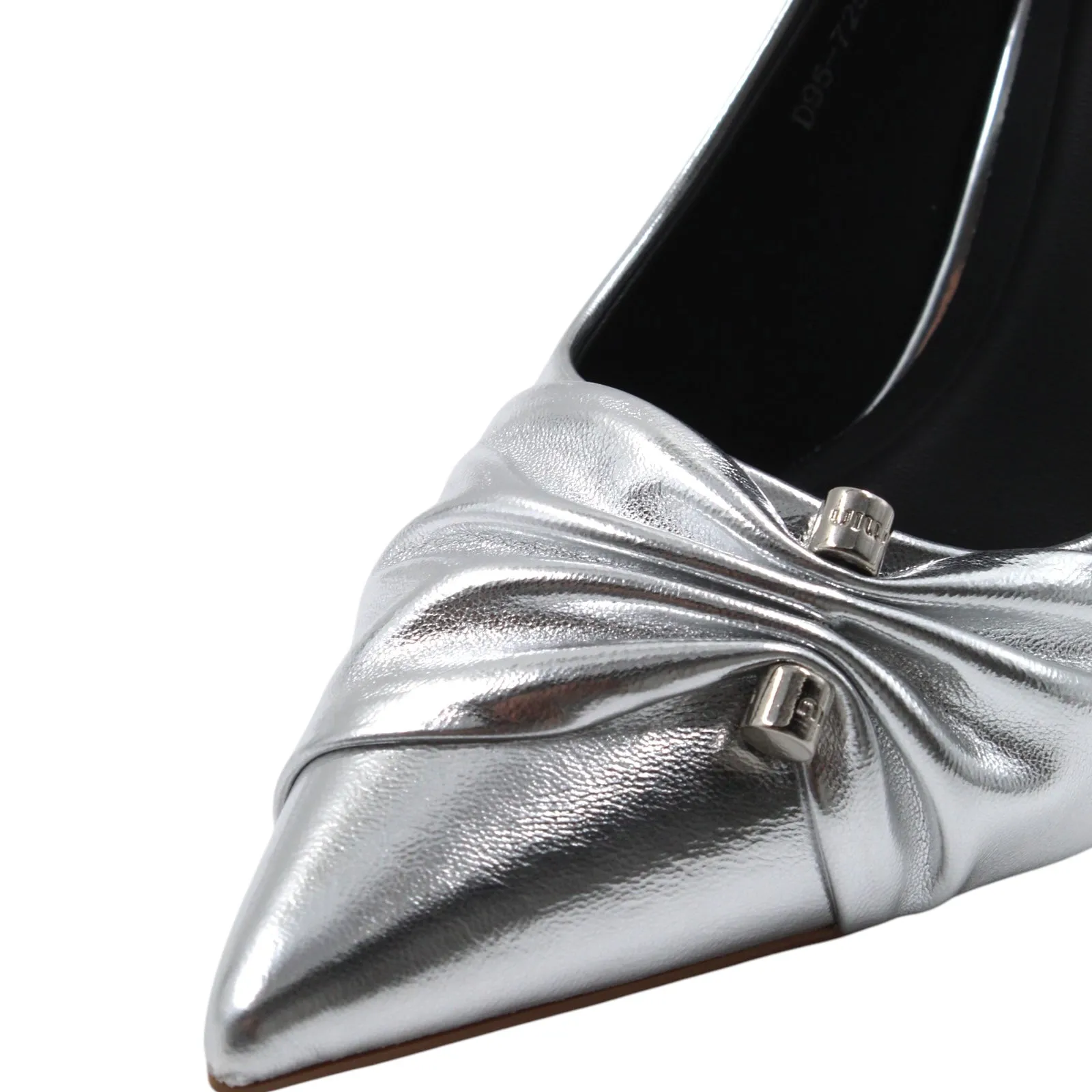 Pleated metallic detail stiletto heel