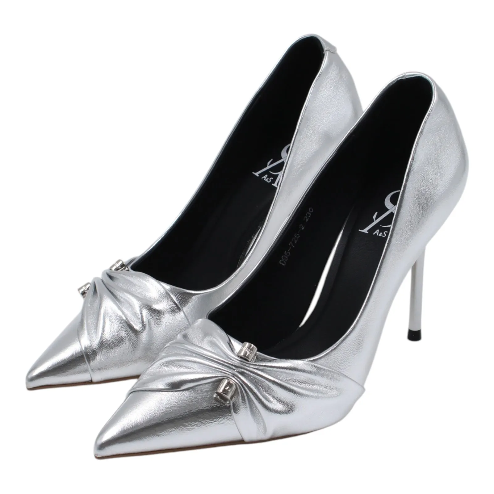Pleated metallic detail stiletto heel