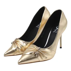 Pleated metallic detail stiletto heel