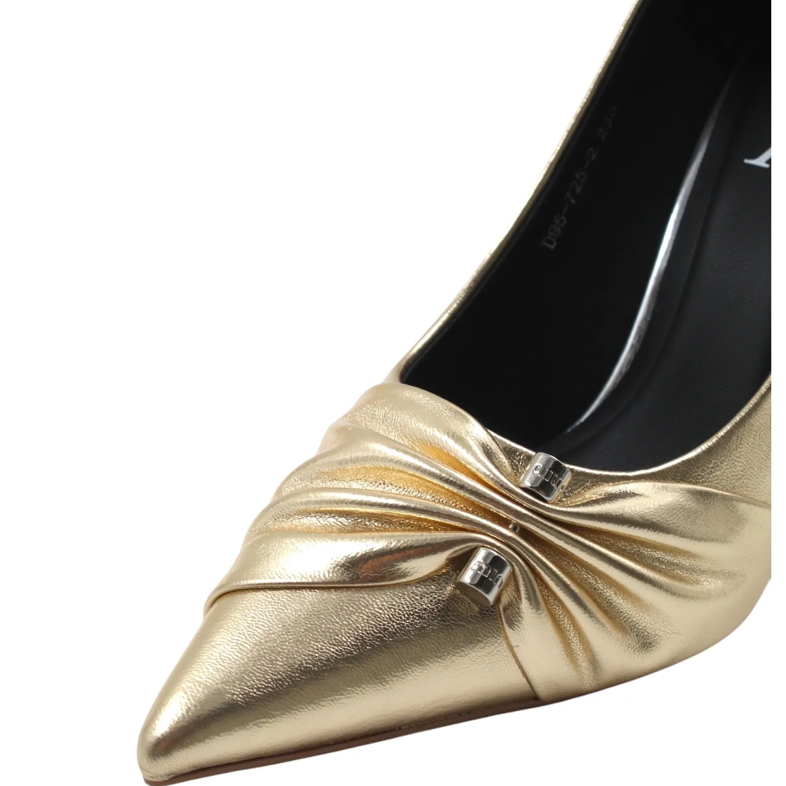 Pleated metallic detail stiletto heel