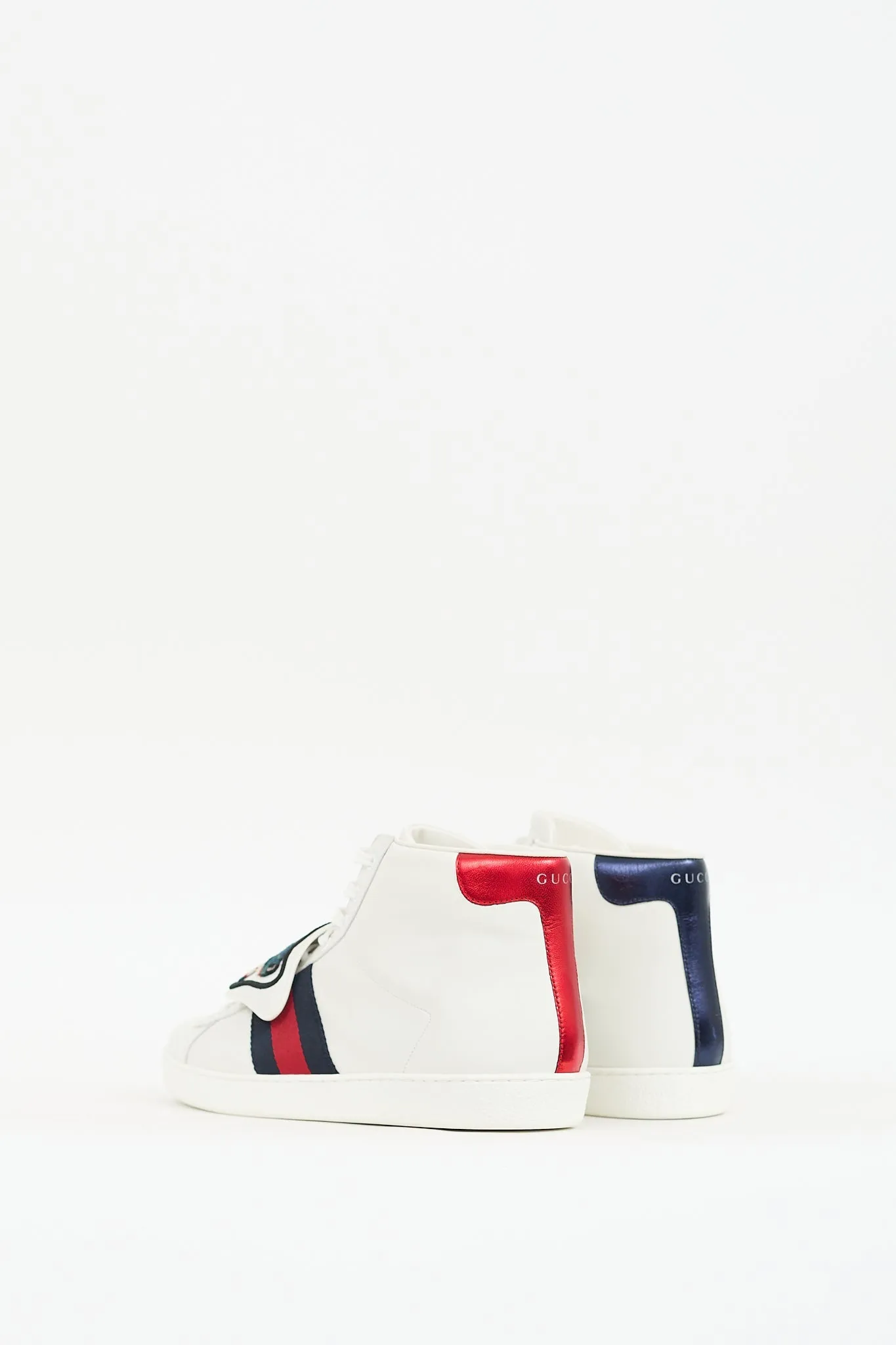 White & Multi Leather Ace Web & Patch Sneaker