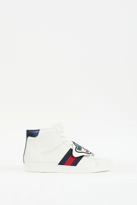 White & Multi Leather Ace Web & Patch Sneaker