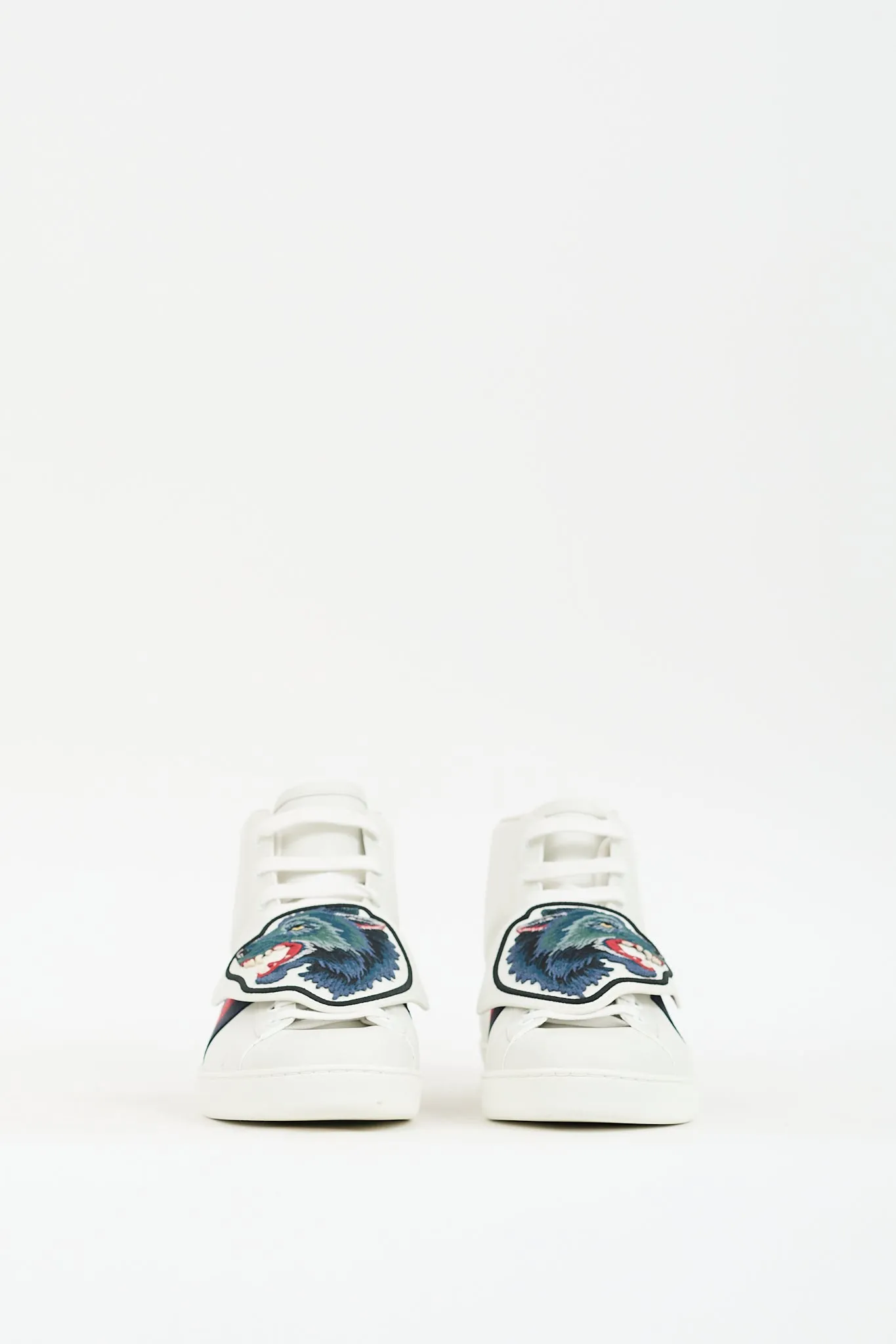 White & Multi Leather Ace Web & Patch Sneaker